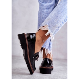 Vinceza Mocassins lacados na plataforma preta Reidun preto 2