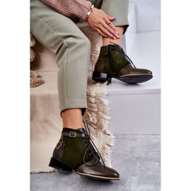 Botas femininas de couro Maciejka 5743A-09 Botas verdes 2