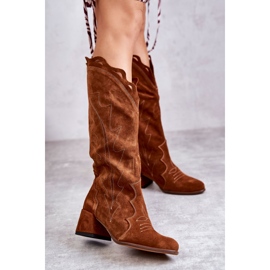 Botas de cano alto Andreia Brown de camurça castanho 1