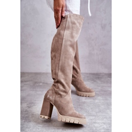 PA2 Botas de cano alto de camurça feminina bege georgette 1