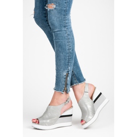 Vices sapatos de cunha confortáveis cinza 2