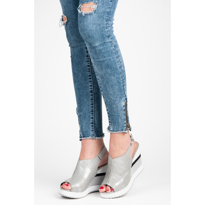 Vices sapatos de cunha confortáveis cinza 1