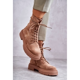 S.Barski Botas Femininas de Camurça Amarradas Camel Afra castanho 1