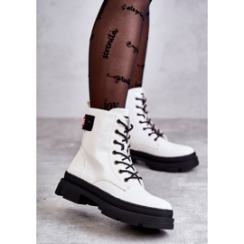 S.Barski Botas femininas lacadas com cordões para trabalho White Conny branco 2