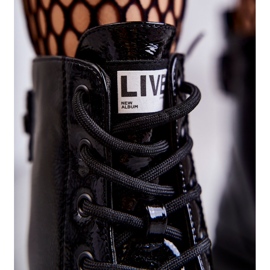 S.Barski Botas femininas lacadas com cadarço Preto Conny 2