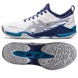 Asics Blast Ff 3 M 1071A076 100 tênis de handebol branco azul marinho 1 Asics Blast Ff 3 M 1071A076 100 tênis de handebol branco azul marinho 1