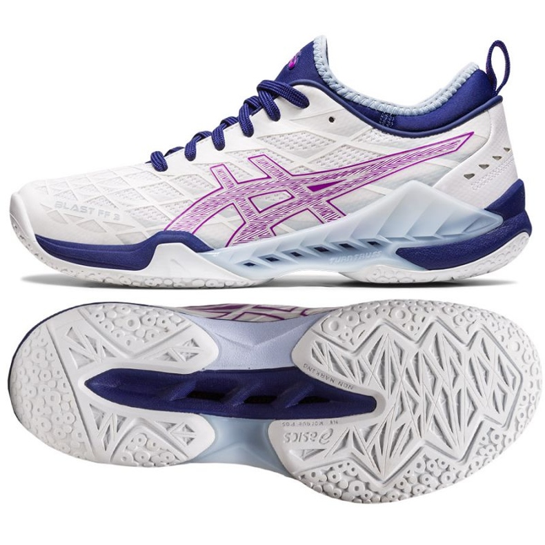 Asics Blast Ff 3 W 1072A080 100 tênis de handebol branco 1