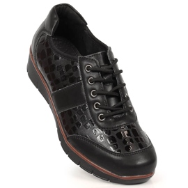 Sapatos de couro preto com atacadores para mulher Filippo 1