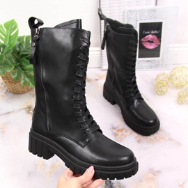 Bota cano baixo de couro preto Artiker 1