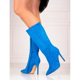 Botas femininas em um pino Shelovet azul 1