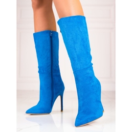 Botas femininas em um pino Shelovet azul 2
