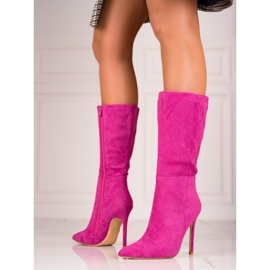 Botas femininas em um pino Shelovet rosa 1