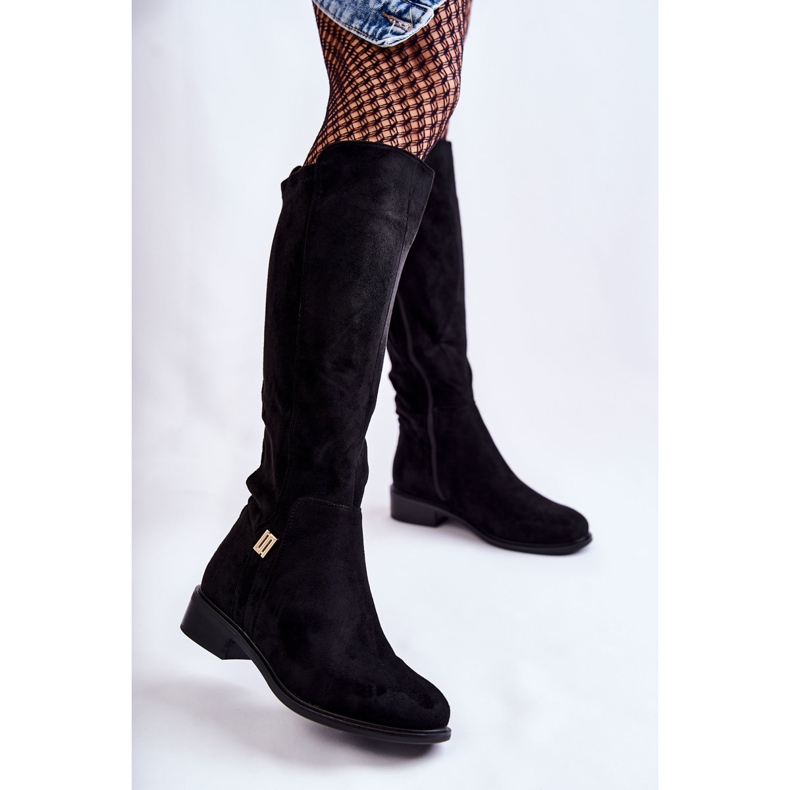 S.Barski Botas rasas de camurça preta Giulia preto 1