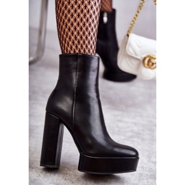 Botins de couro liso, preto 1