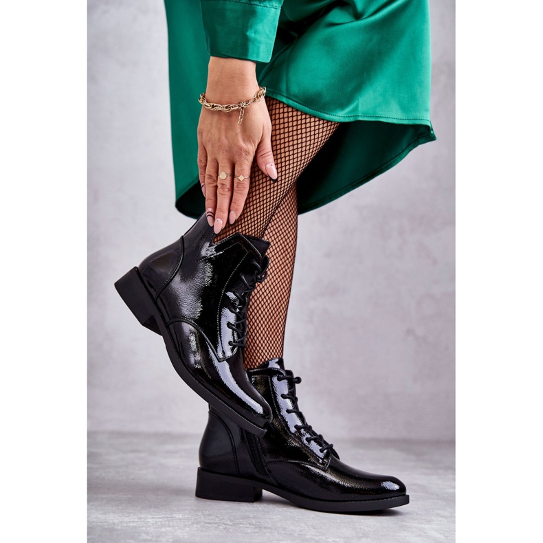 S.Barski Botas clássicas lacadas Botas femininas Jodhpur Bello preto 1