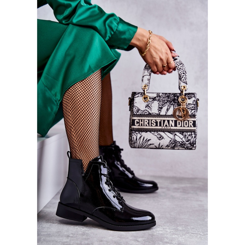 S.Barski Botas clássicas lacadas Botas femininas Jodhpur Bello preto 2