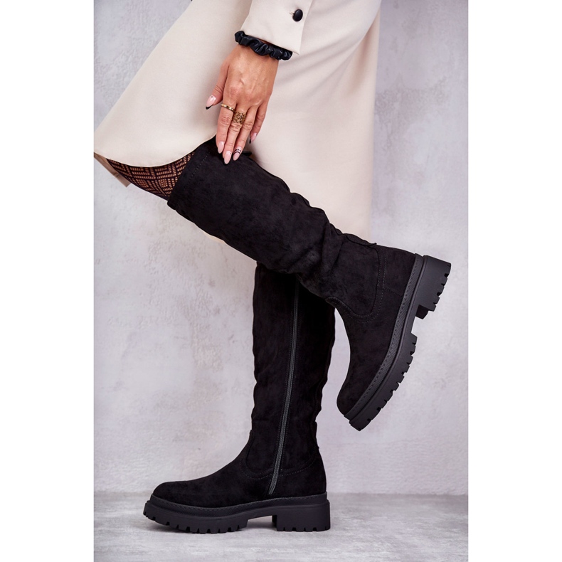 PE1 Botas de cano alto femininas pretas quentes Helma preto 1