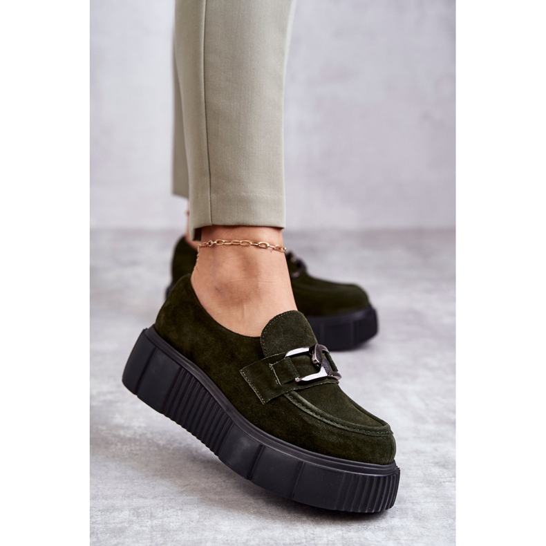 Sapatos de camurça da moda na plataforma Khaki Marsol verde 2