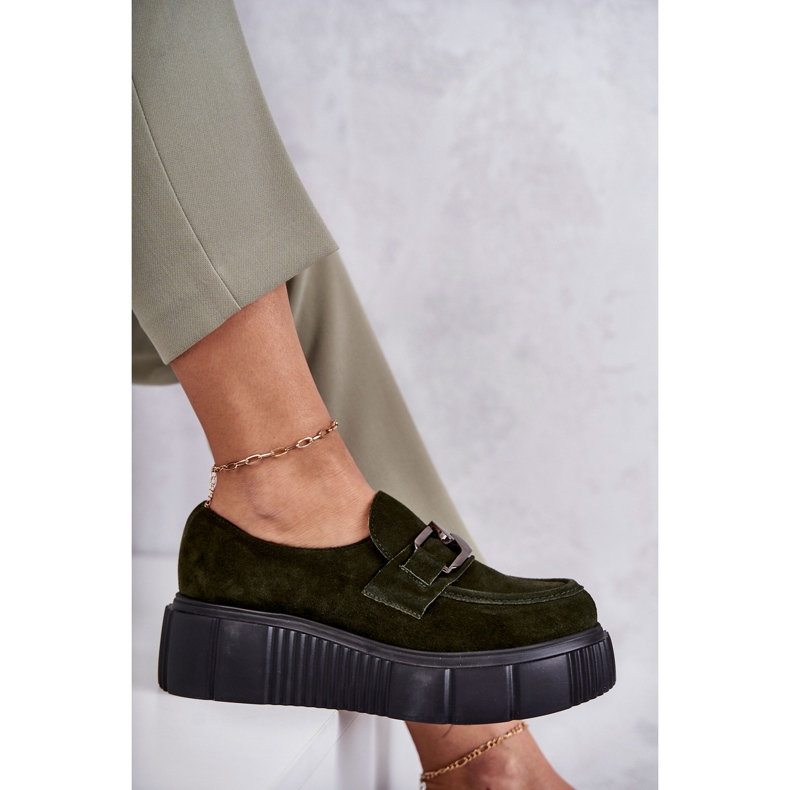 Sapatos de camurça da moda na plataforma Khaki Marsol verde 1