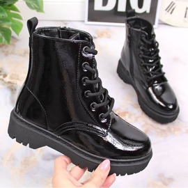 Botas isolantes lacadas pretas Vinceza pretas para menina preto 1