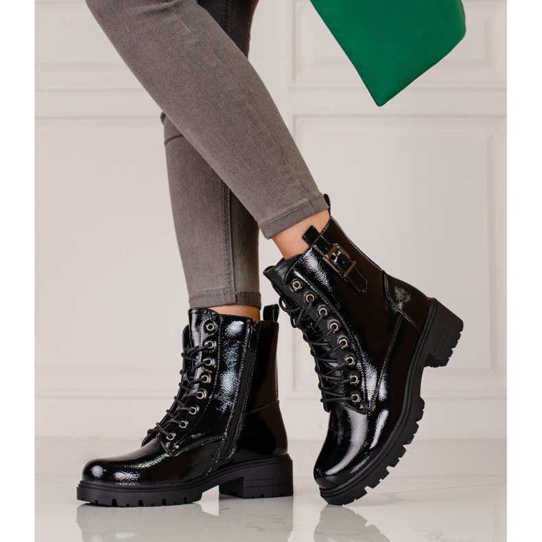 Bolsas femininas Vinceza lacadas preto 1