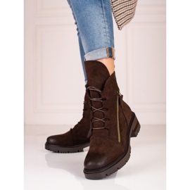 W. Potocki Potocki roupa de trabalho feminina de camurça marrom castanho 1