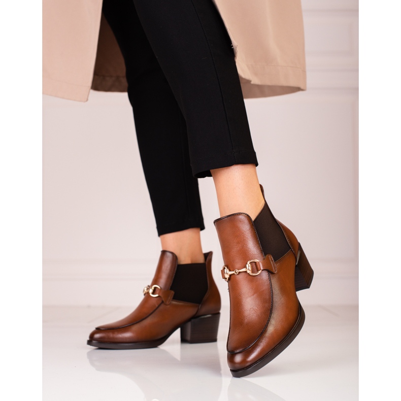 Botas de mulher castanhas, salto Jodhpur Vinceza marrom 1