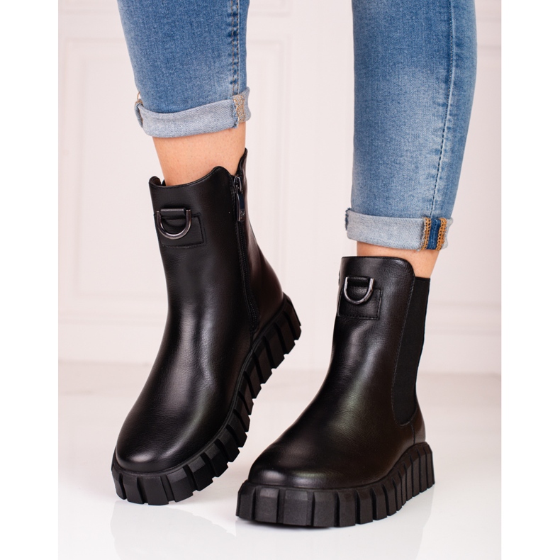 W. Potocki Bota plataforma de mulher Potocki preta preto 2