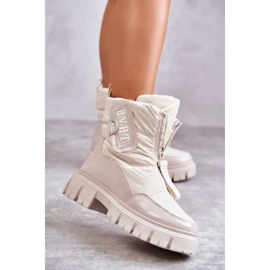 PM1 Botas femininas de neve quentes bege com zíper Marit 1