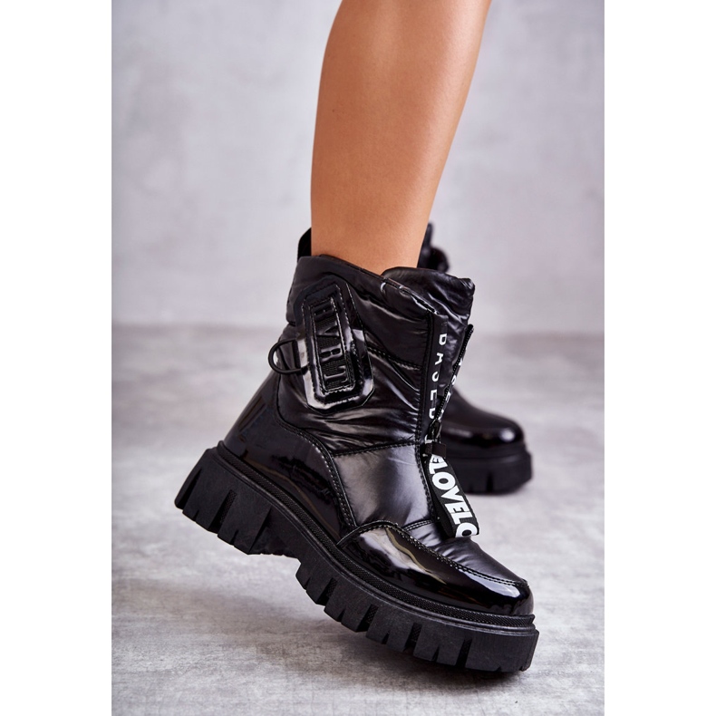 PM1 Botas de neve quentes pretas femininas com zíper Marit preto 2