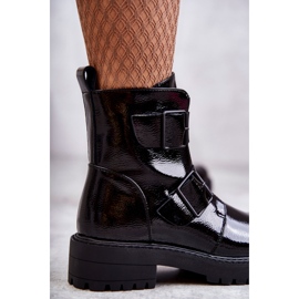 PJ1 Botas femininas lacadas pretas Gritta com zíper preto 1