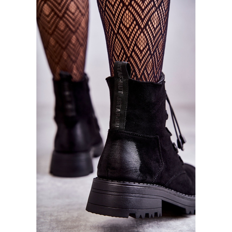 Botas quentes de camurça feminina com nervuras pretas Helia preto 1