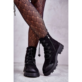 Botas quentes de camurça feminina com nervuras pretas Helia preto 2 Botas quentes de camurça feminina com nervuras pretas Helia preto 2
