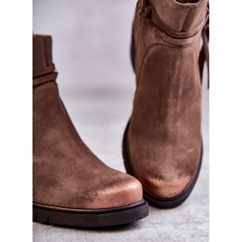 Bota feminina de camurça Maciejka 05720-14 marrom claro 2
