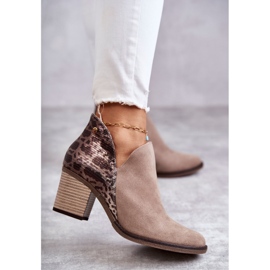 Botas de couro femininas de salto alto Maciejka Beige 04492-43 bege castanho 1