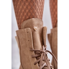 Botas de camurça com fecho Nicole 2754 Bege marrom 2