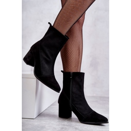 Botas femininas de camurça com salto alto Nicole 2757 preta preto 1