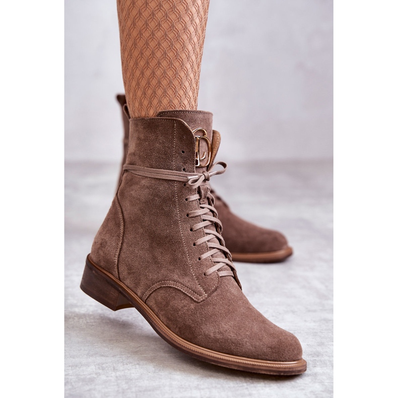 Botas de camurça com atacadores e ornamento castanho nicole 2750 1