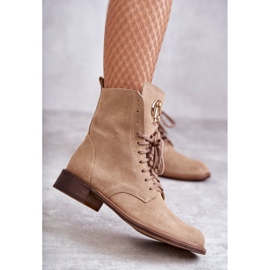 Botas de camurça com atacadores com decoração nicole 2750 bege 1