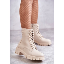 Vinceza Botas de couro com zíper bege tonje marrom 1