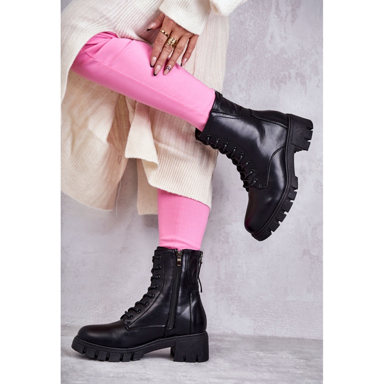 Vinceza Botas de couro com zíper preto Tonje 2