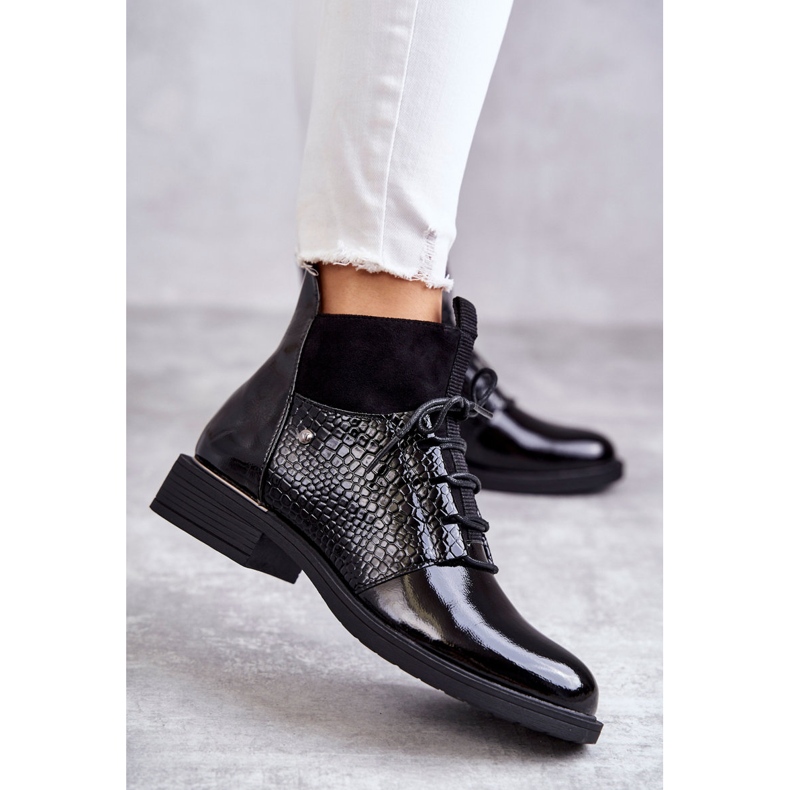 Vinceza Botas Lacadas Quentes em Lacado Preto Cathrine 2