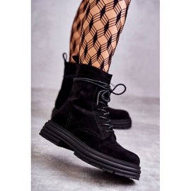 S.Barski Botas femininas de camurça com amarração preta preto 1 S.Barski Botas femininas de camurça com amarração preta preto 1