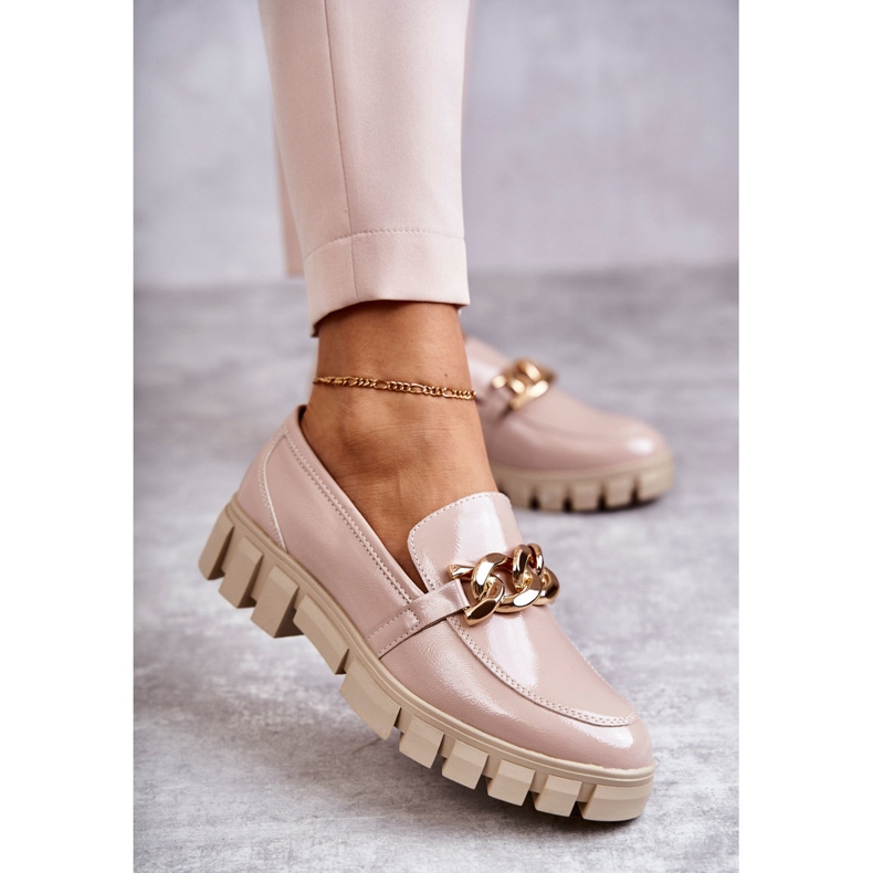 Sergio Leone Mocassins Lacados na Plataforma Bege Inger 1