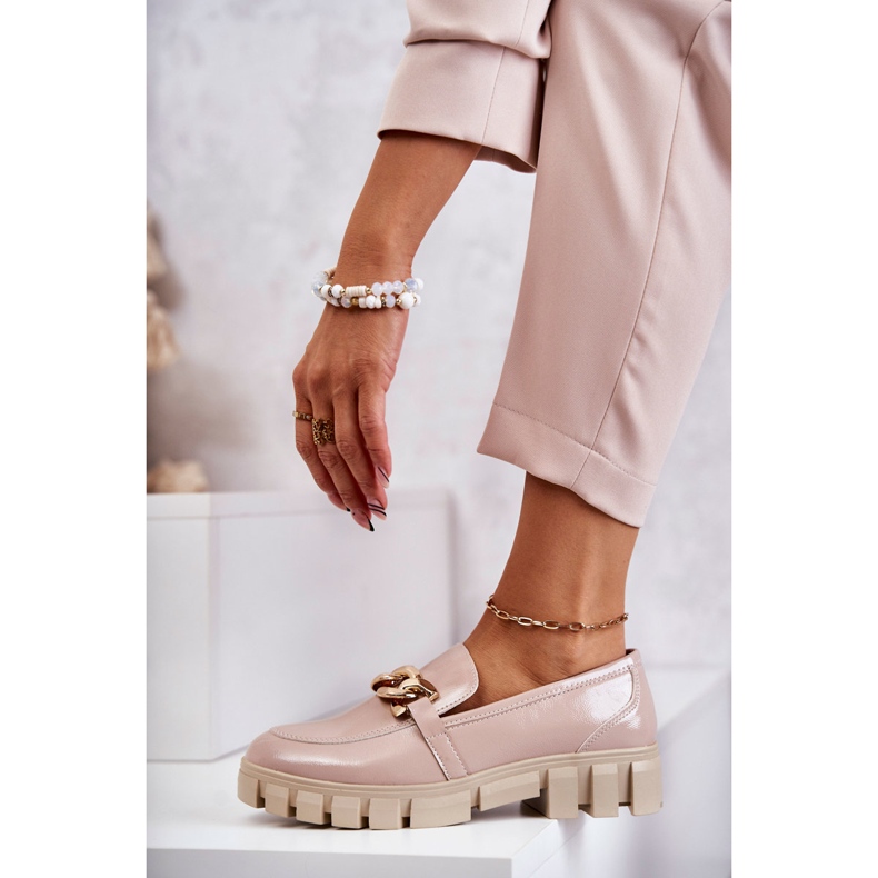 Sergio Leone Mocassins Lacados na Plataforma Bege Inger 2