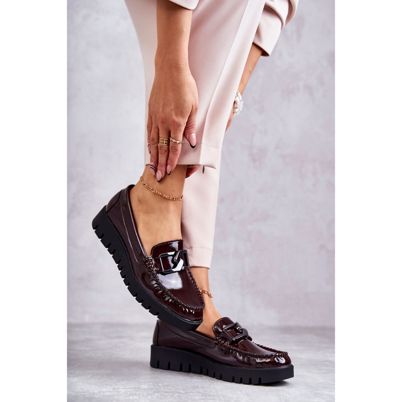 Sergio Leone Mocassins lacados na plataforma Burgundy Kjersti vermelho 2