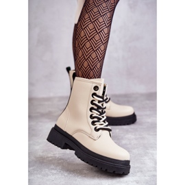 Botas Femininas de Couro Trabalhadores Bege Claro Denila 1