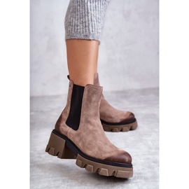 Botas femininas de camurça com plataforma Hilde bege castanho 2