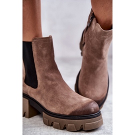 Botas femininas de camurça com plataforma Hilde bege castanho 1