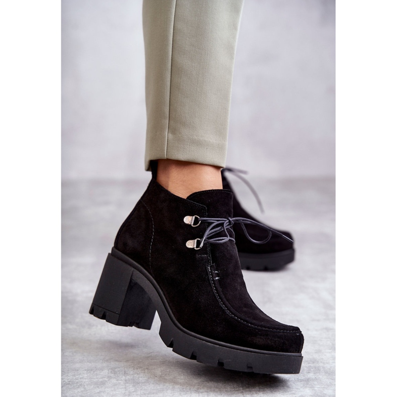 Botas femininas de camurça amarradas pretas Marianne preto 1